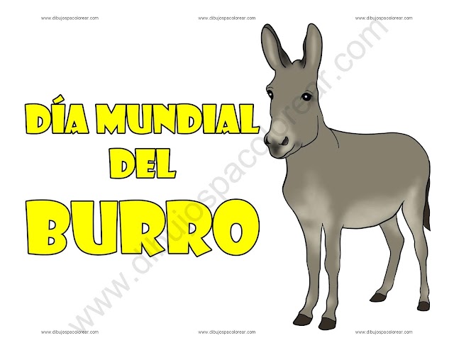 Día Mundial del Burro dibujo a color y para colorear